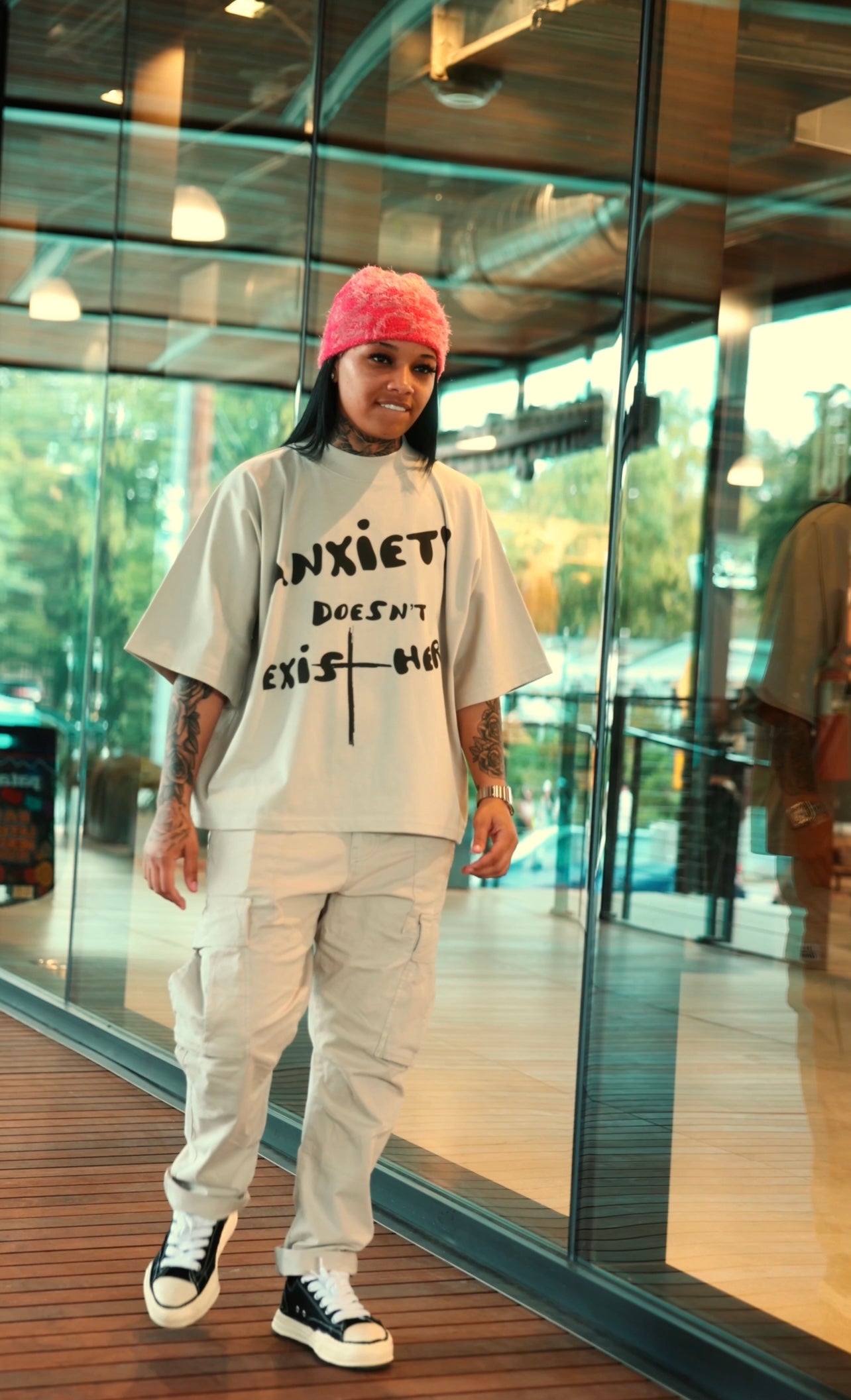 Anxiety Doesn’t Exists Here Cropped Shirt