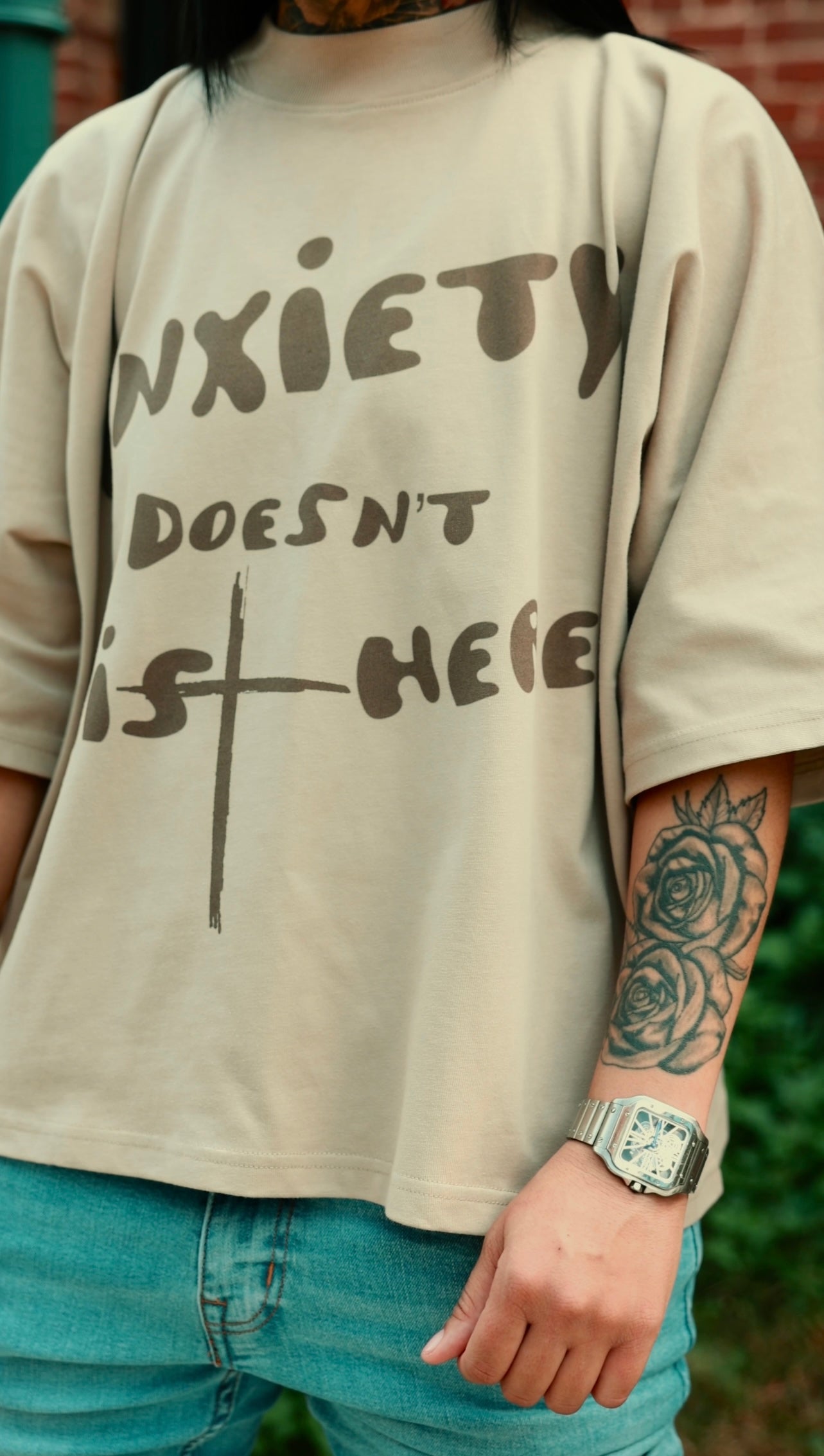 Anxiety Doesn’t Exists Here Cropped Shirt